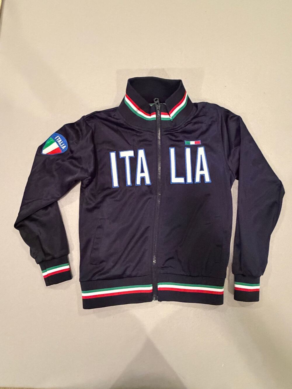 Infinity Italia Italy Youth Track Jacket Size 7/8 Black Embroidered